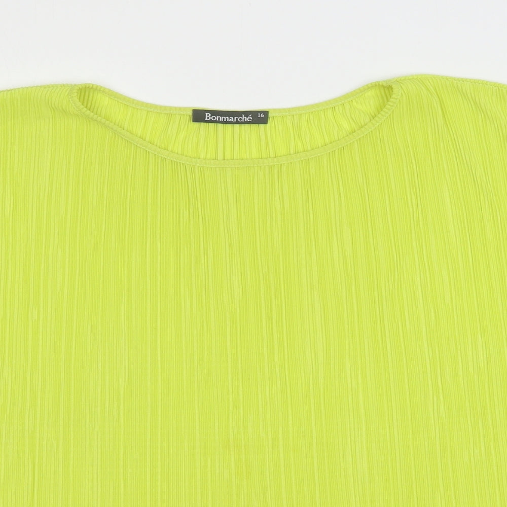 Bonmarché Womens Green  Polyester Basic Blouse Size 16 Round Neck