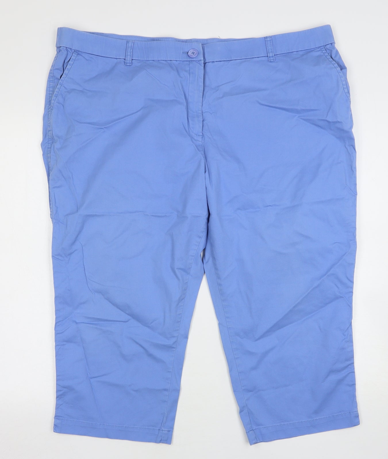 Bonmarché Womens Blue  Cotton Bloomer Trousers Size 22 L21 in Regular