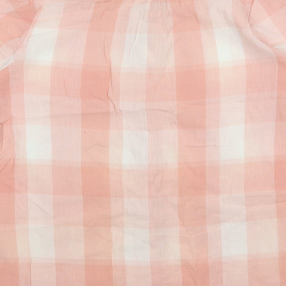 BHS Womens Pink Check Cotton Basic Blouse Size 18 Round Neck