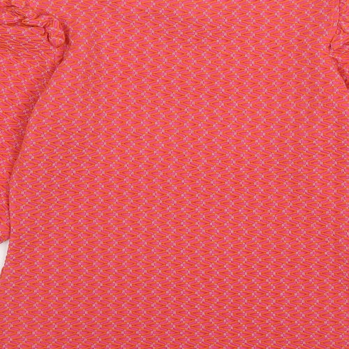 Savida Womens Pink Geometric Polyester Basic Blouse Size XS Round Neck