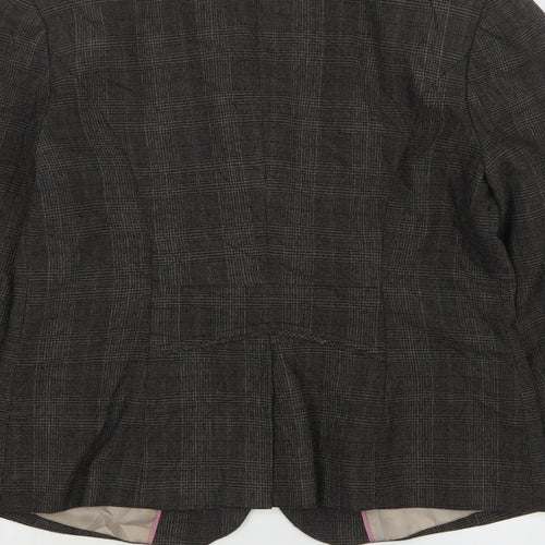 NEXT Womens Brown Houndstooth Polyester Jacket Blazer Size 12