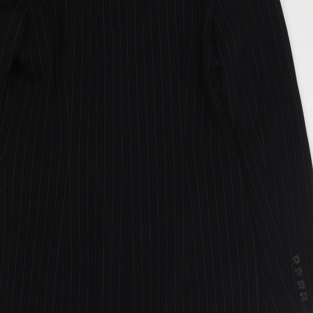 Regine Womens Black Striped Polyester Jacket Suit Jacket Size 14