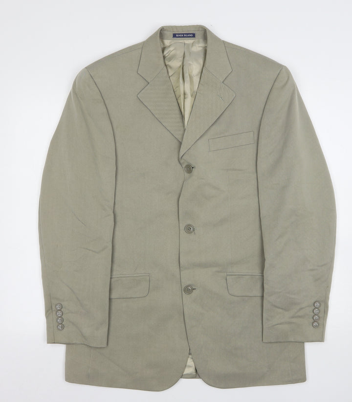 River Island  Mens Green  Lyocell Jacket Suit Jacket Size 38