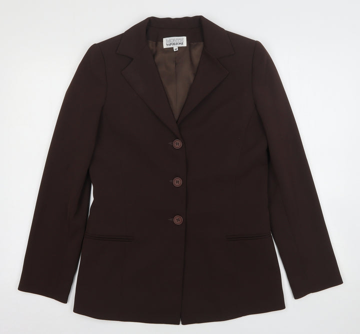 Monte Napoleone Womens Brown Polyester Jacket Suit Jacket Size 12
