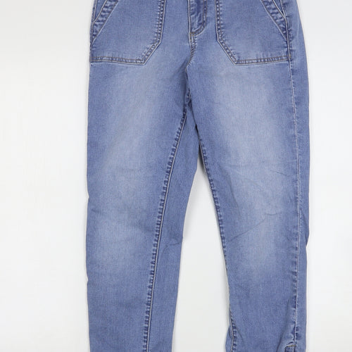 Marks and Spencer Womens Blue  Cotton Straight Jeans Size 6 L27 in Regular