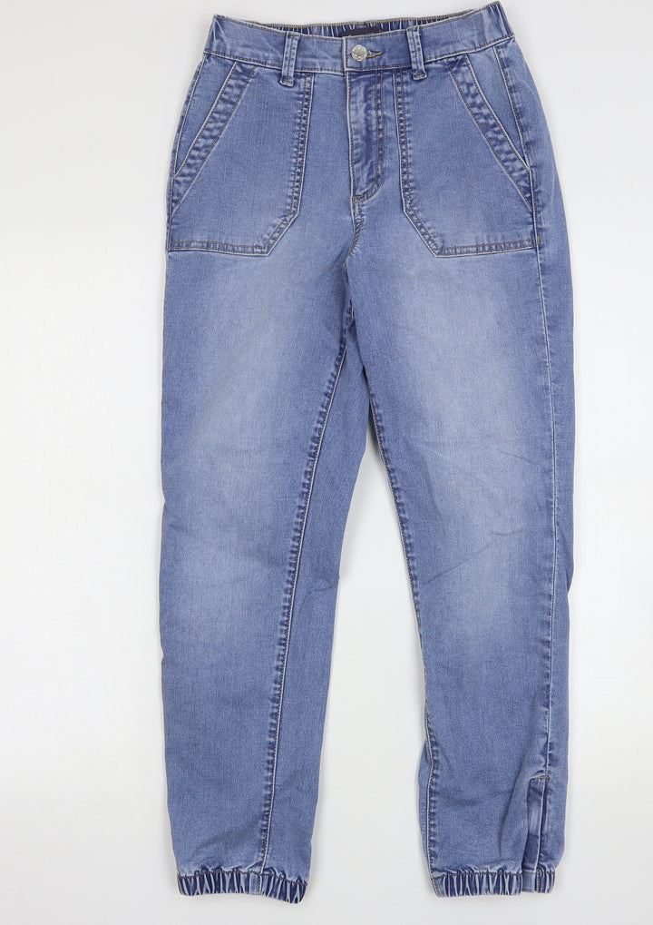 Marks and Spencer Womens Blue  Cotton Straight Jeans Size 6 L27 in Regular