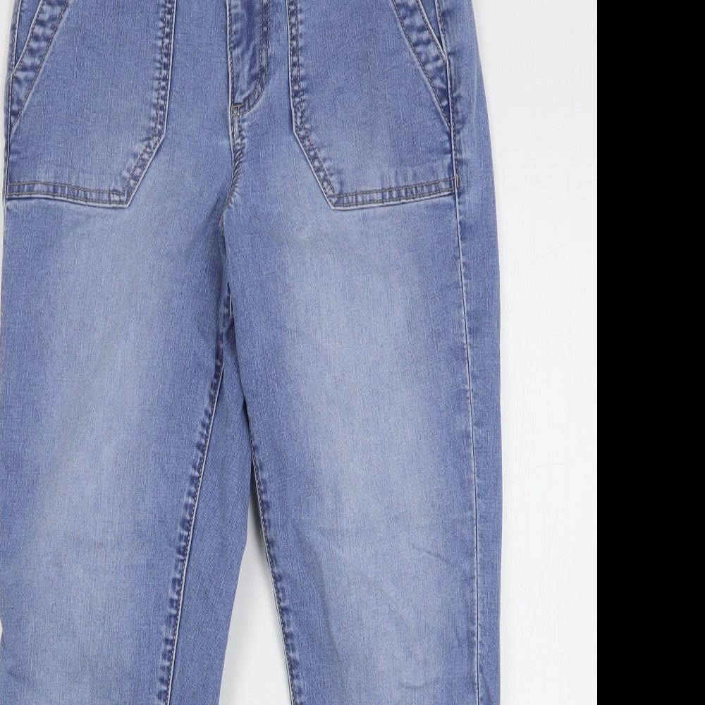 Marks and Spencer Womens Blue  Cotton Straight Jeans Size 6 L27 in Regular