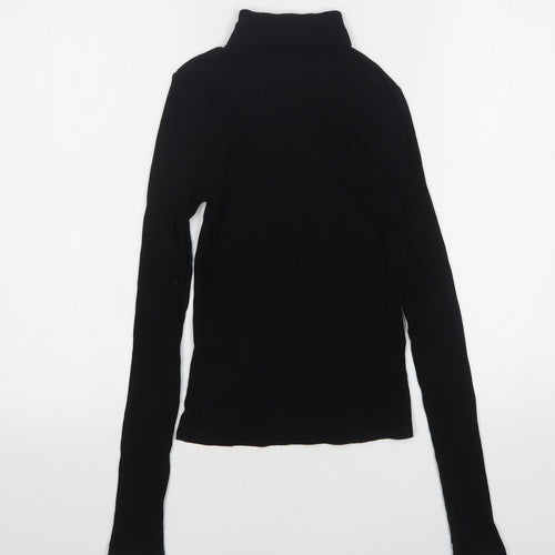 Miss Selfridge Womens Black  Viscose Basic T-Shirt Size 6 Roll Neck