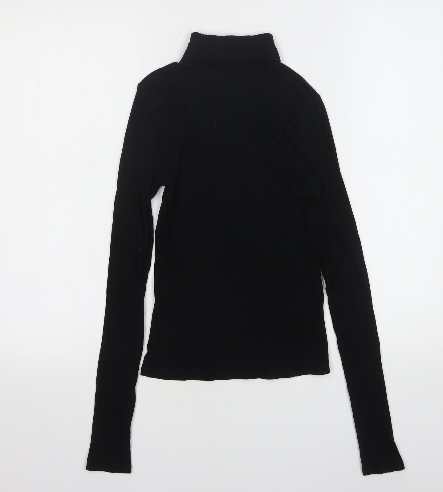Miss Selfridge Womens Black  Viscose Basic T-Shirt Size 6 Roll Neck
