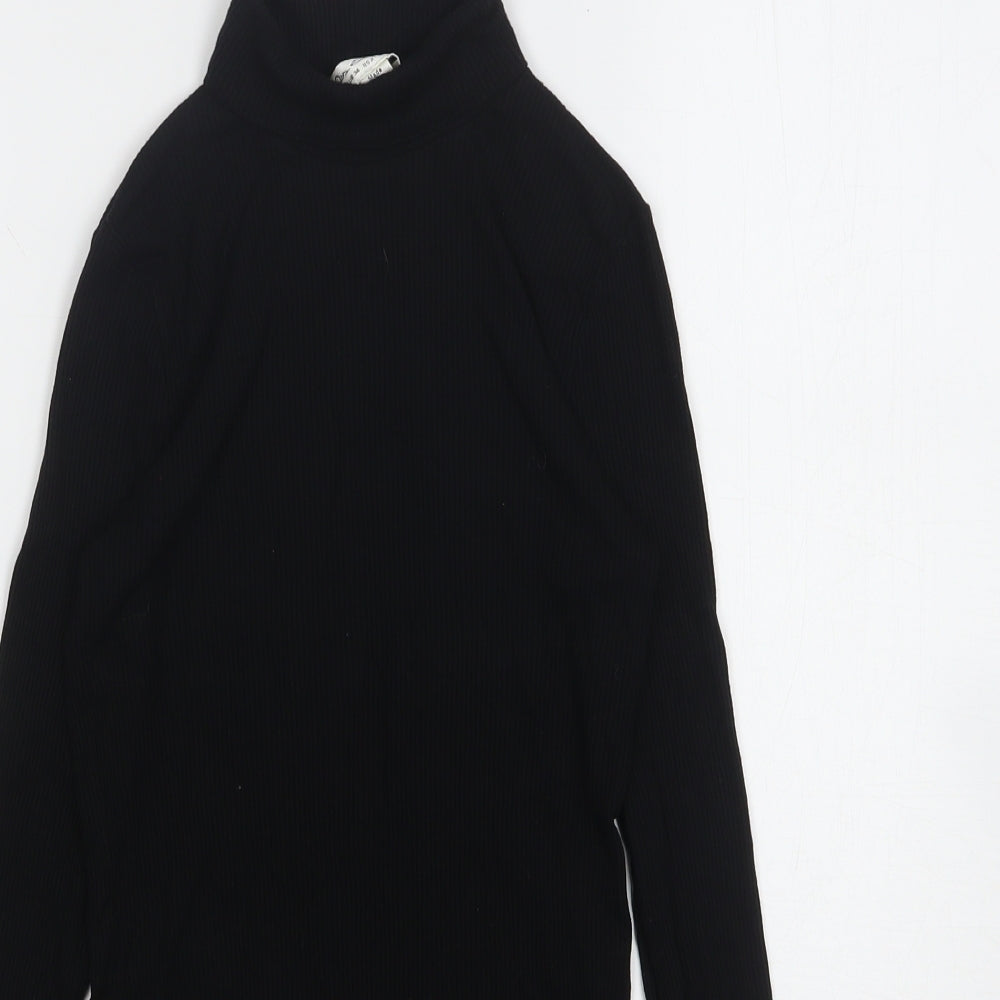 Miss Selfridge Womens Black  Viscose Basic T-Shirt Size 6 Roll Neck