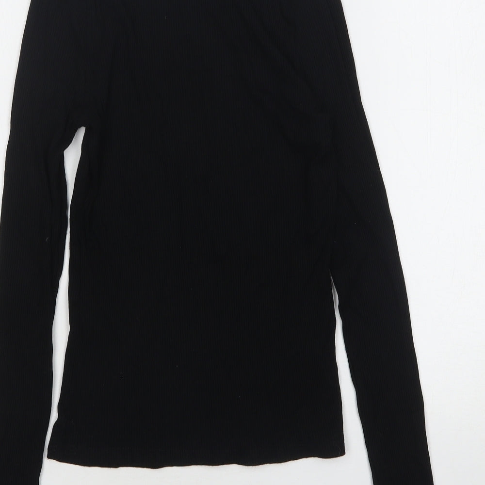 Miss Selfridge Womens Black  Viscose Basic T-Shirt Size 6 Roll Neck