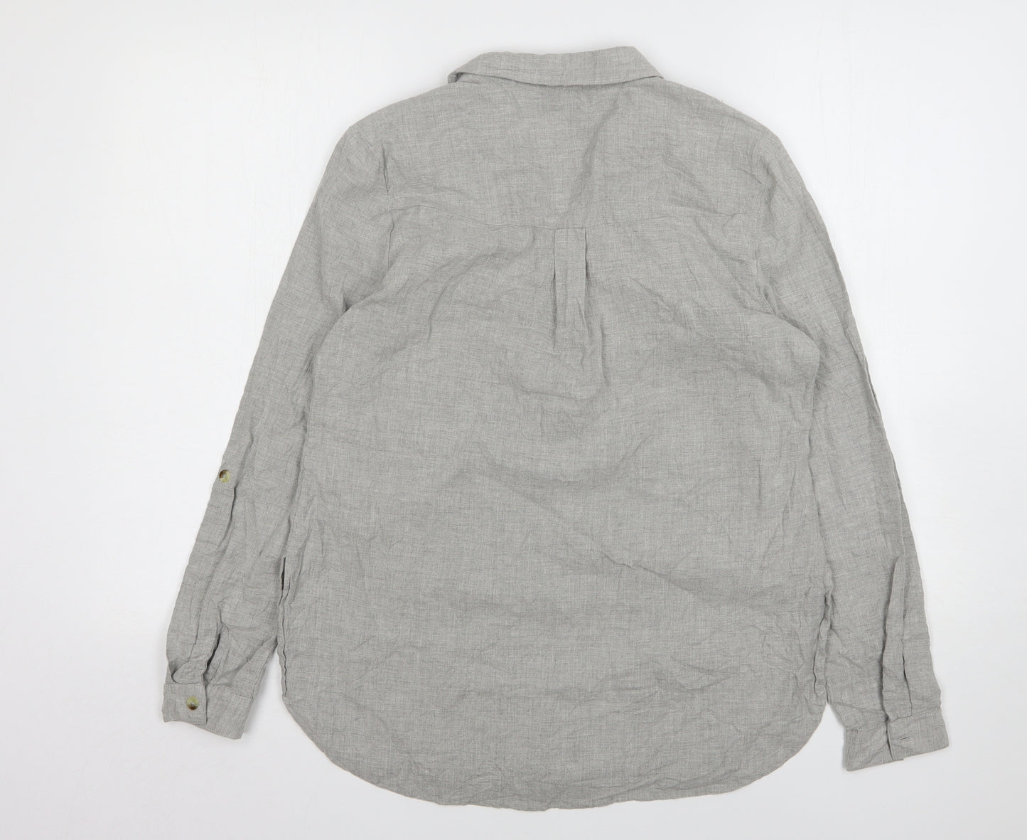 New Look Womens Grey  Cotton Basic Blouse Size 6 Collared