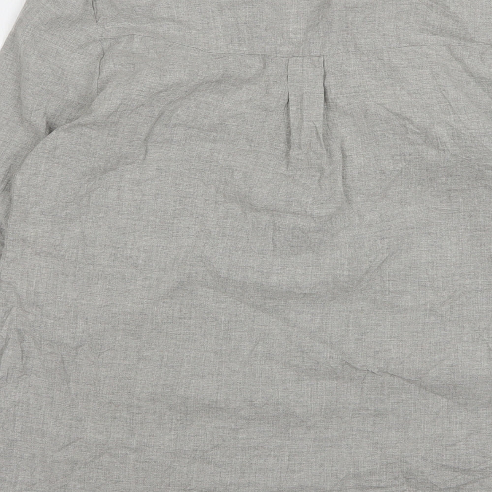 New Look Womens Grey  Cotton Basic Blouse Size 6 Collared