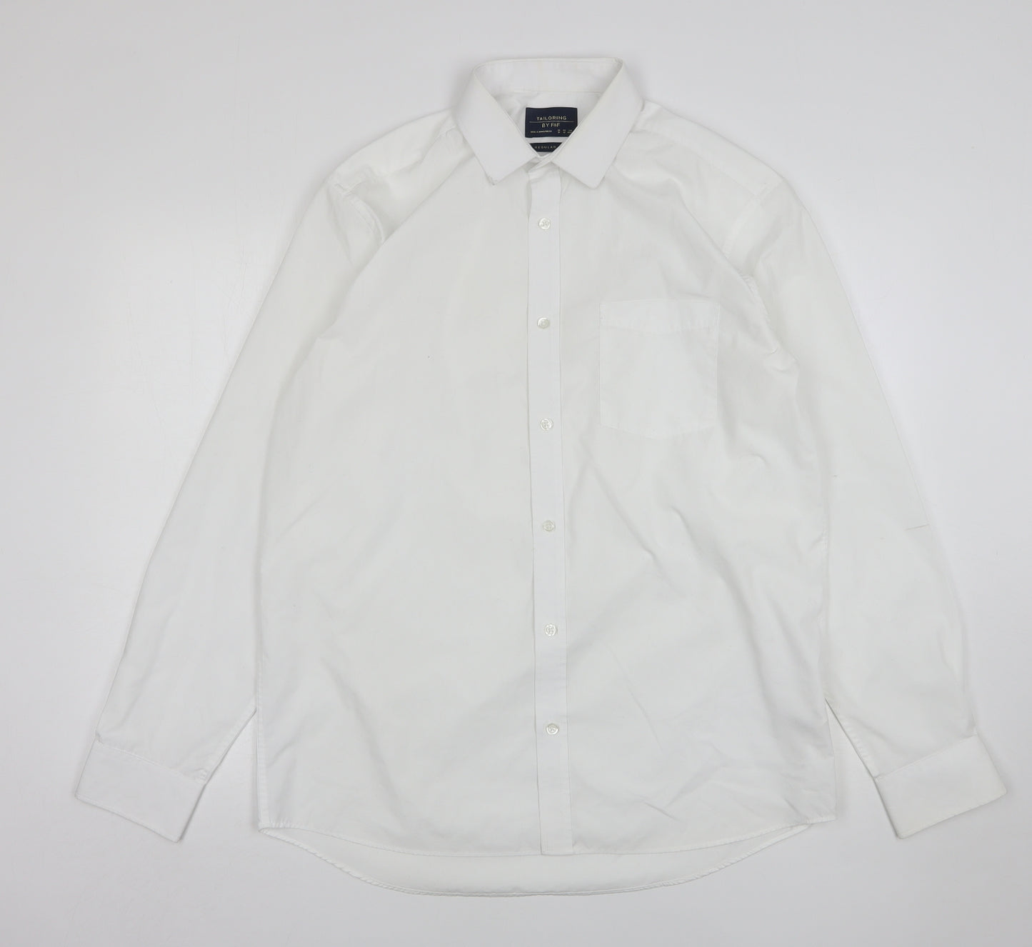 F&F Mens White  Polyester  Dress Shirt Size 16 Collared