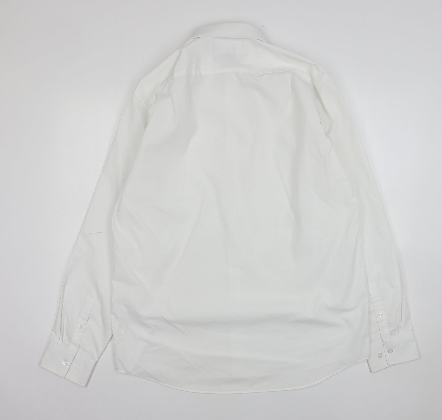 F&F Mens White  Polyester  Dress Shirt Size 16 Collared