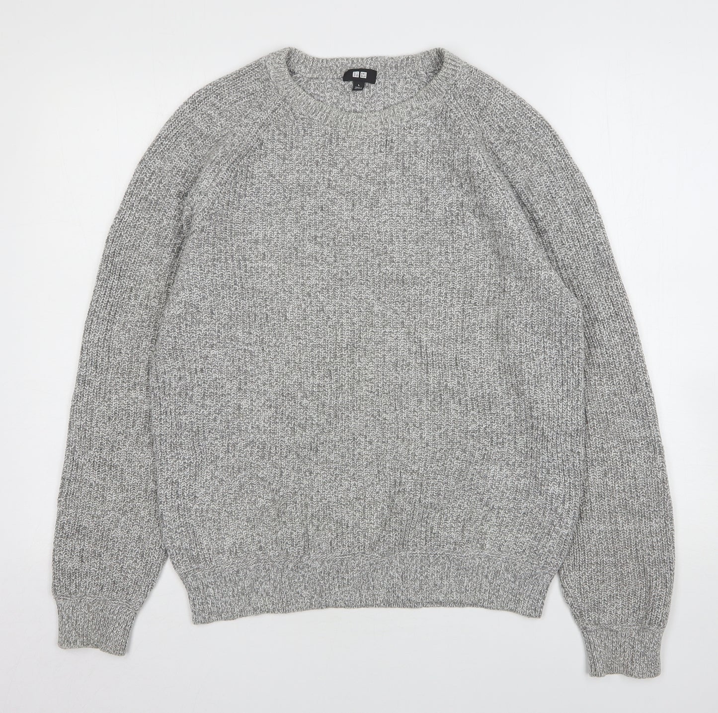 Uniqlo Womens Grey Round Neck  Polyester Pullover Jumper Size L