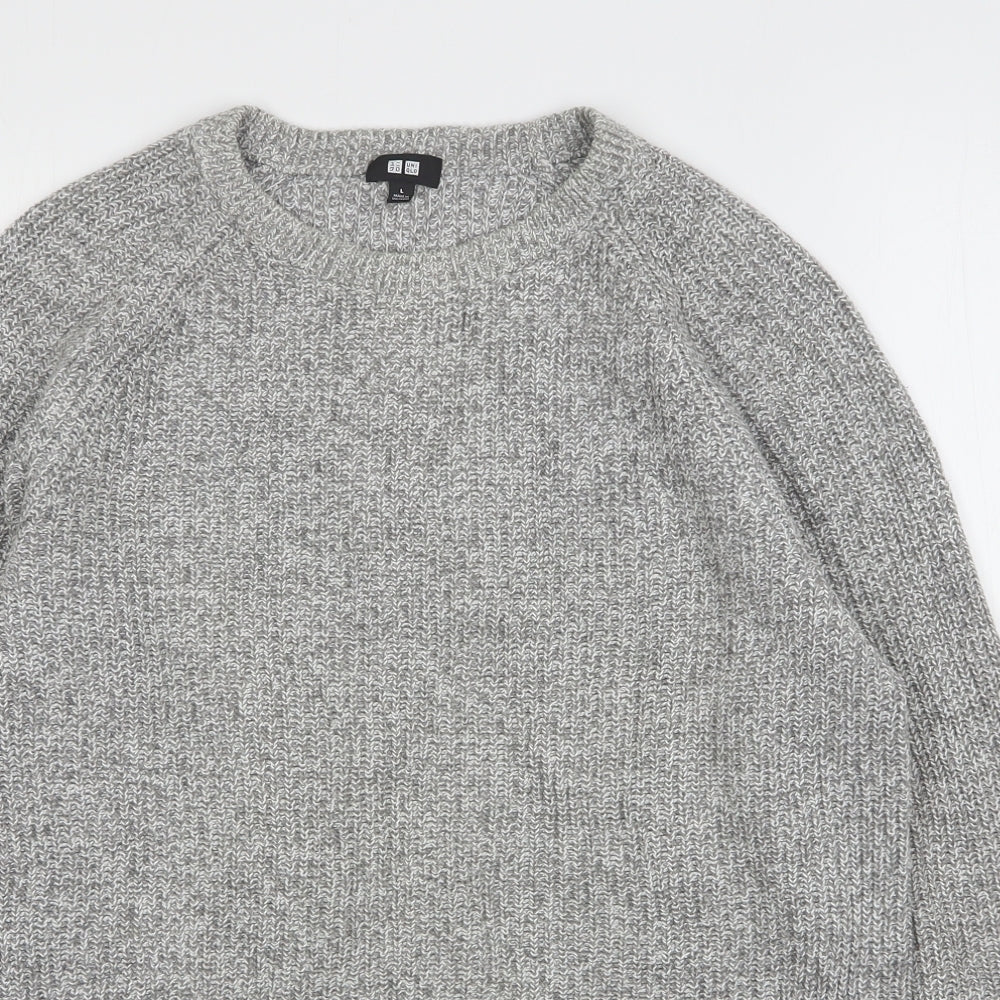 Uniqlo Womens Grey Round Neck  Polyester Pullover Jumper Size L
