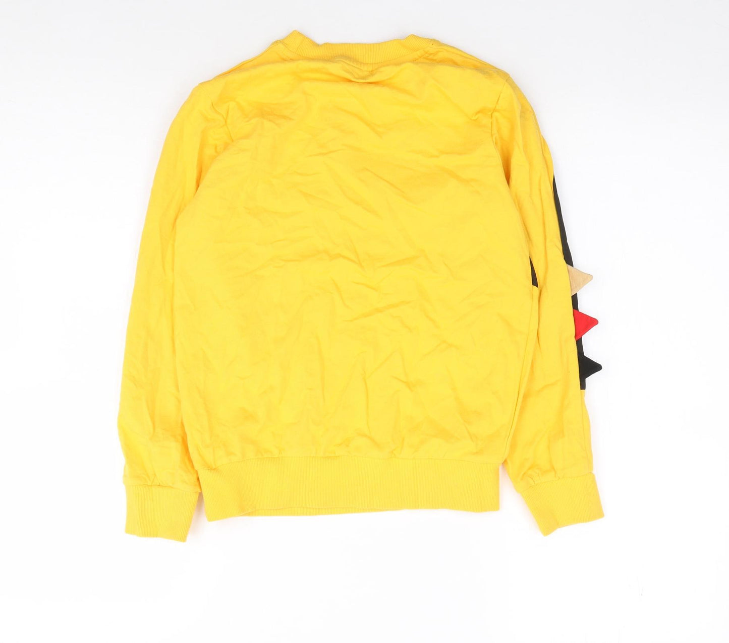 Preworn Boys Yellow  Cotton Jersey T-Shirt Size S Crew Neck Pullover - Dinosaur
