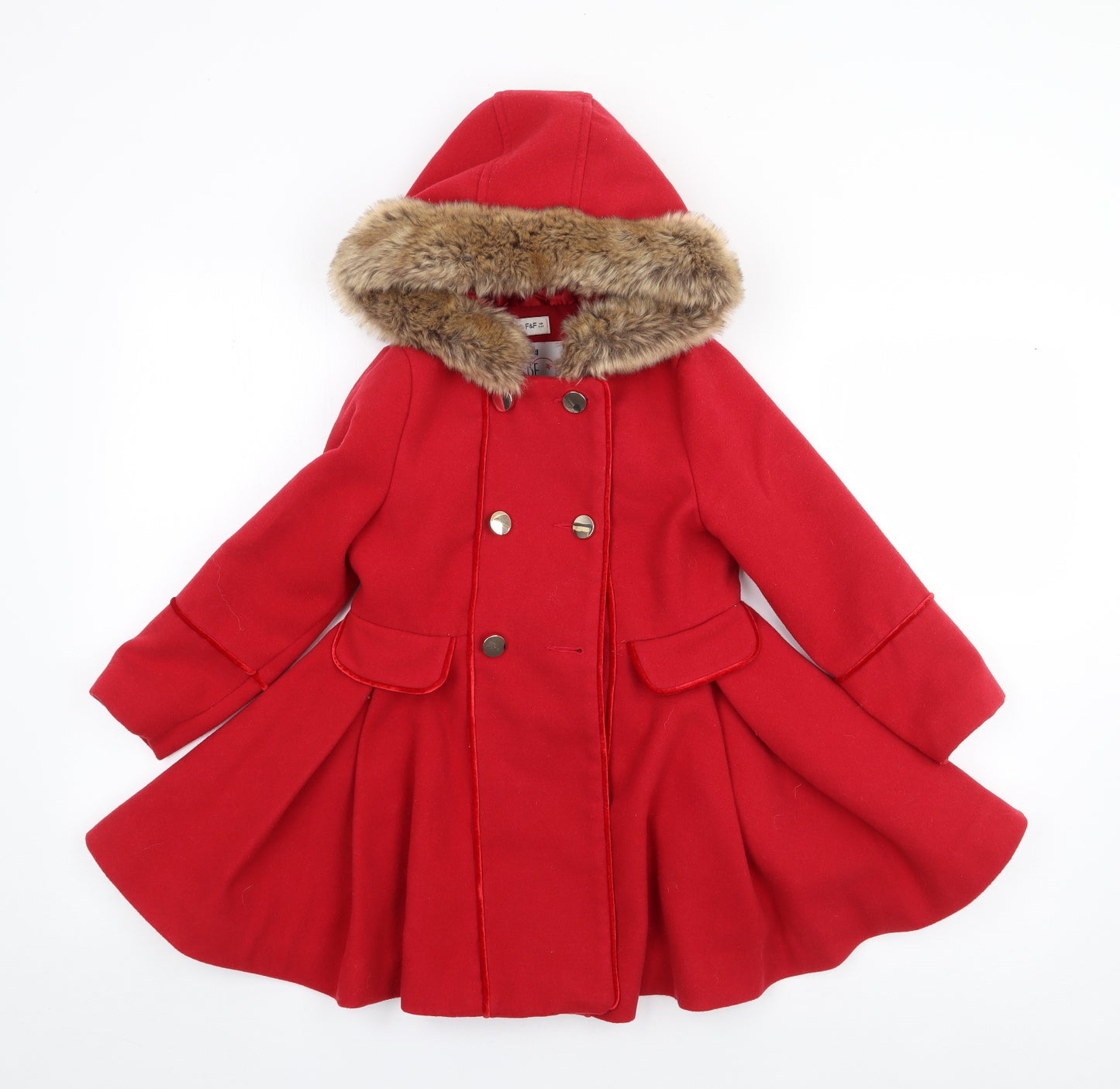 F&F Girls Red   Jacket  Size 5-6 Years  Button