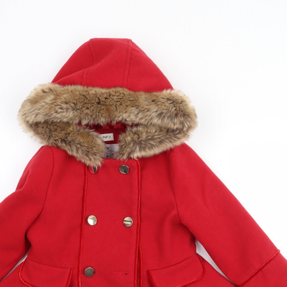 F&F Girls Red   Jacket  Size 5-6 Years  Button