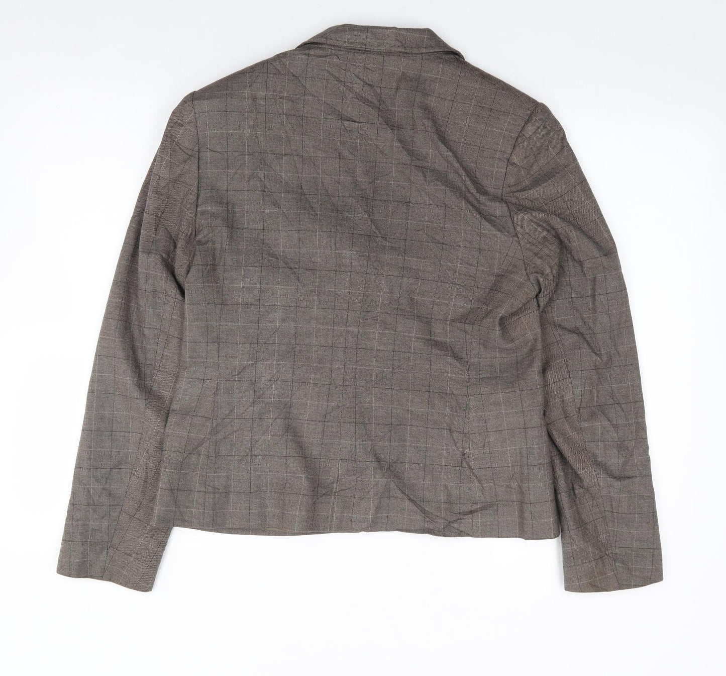 AMARANTO Womens Brown Plaid  Jacket Blazer Size 14  Button