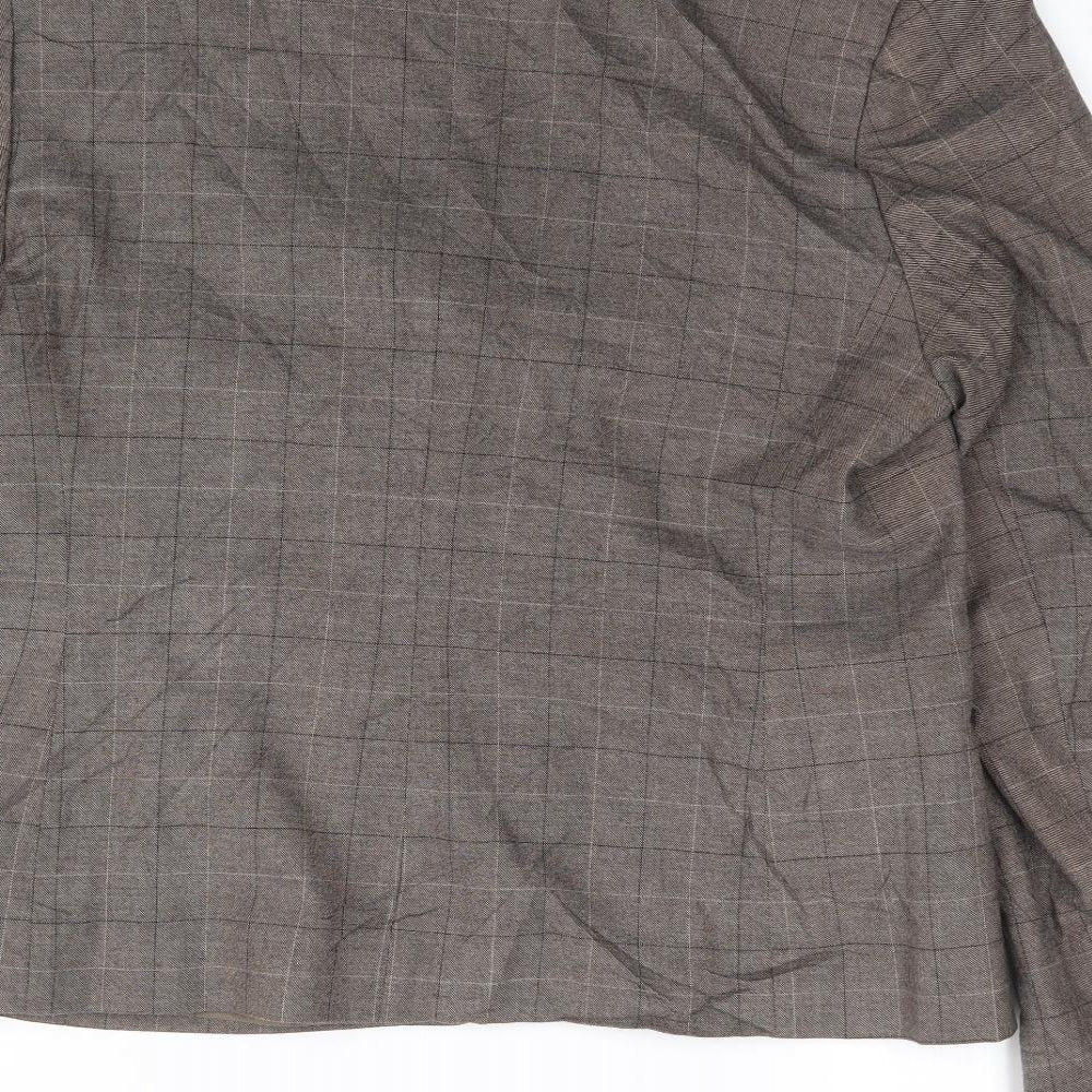 AMARANTO Womens Brown Plaid  Jacket Blazer Size 14  Button