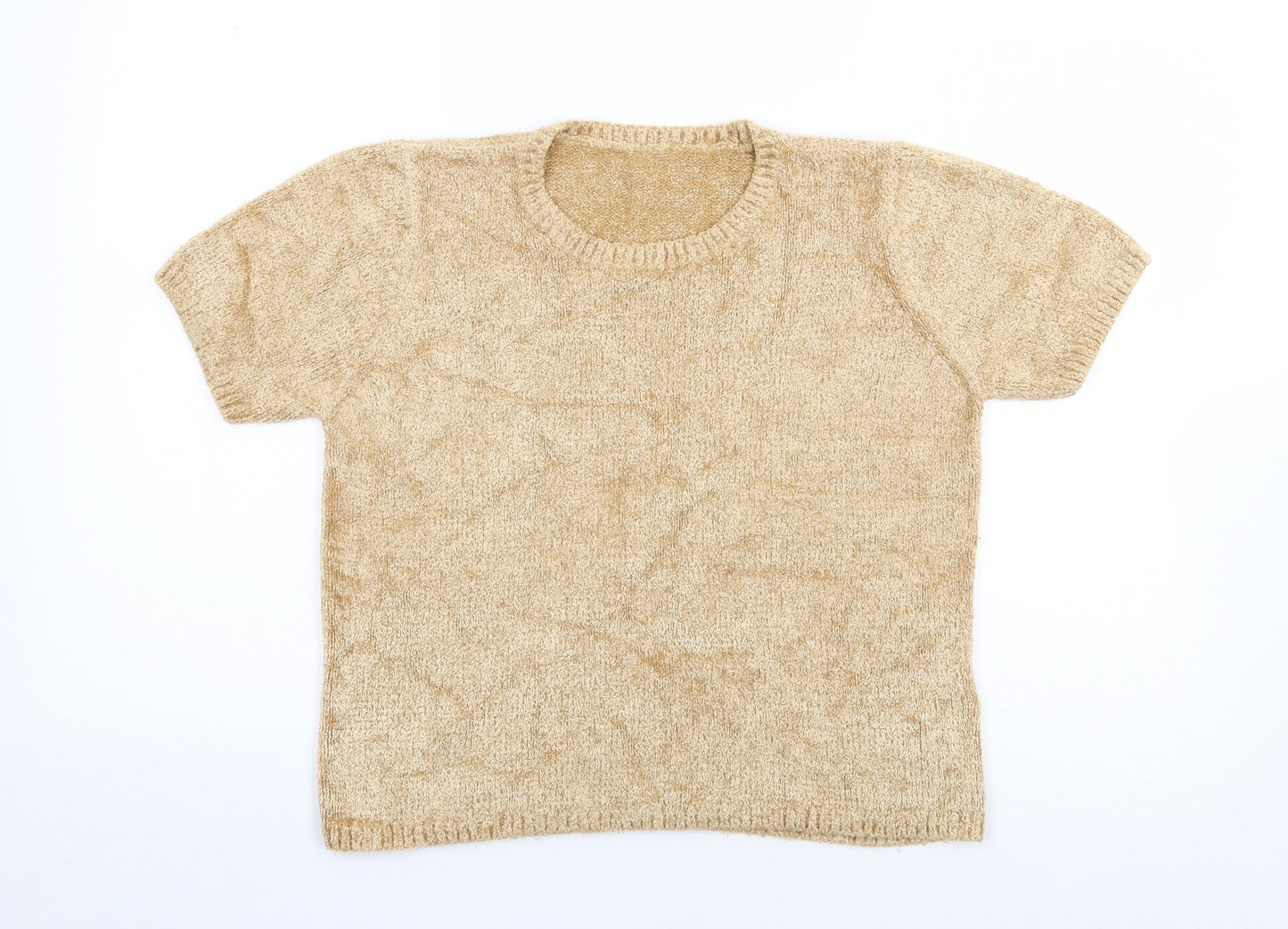 Marks and Spencer Womens Gold  Viscose Jersey T-Shirt Size 12 Crew Neck