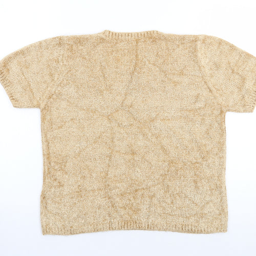 Marks and Spencer Womens Gold  Viscose Jersey T-Shirt Size 12 Crew Neck