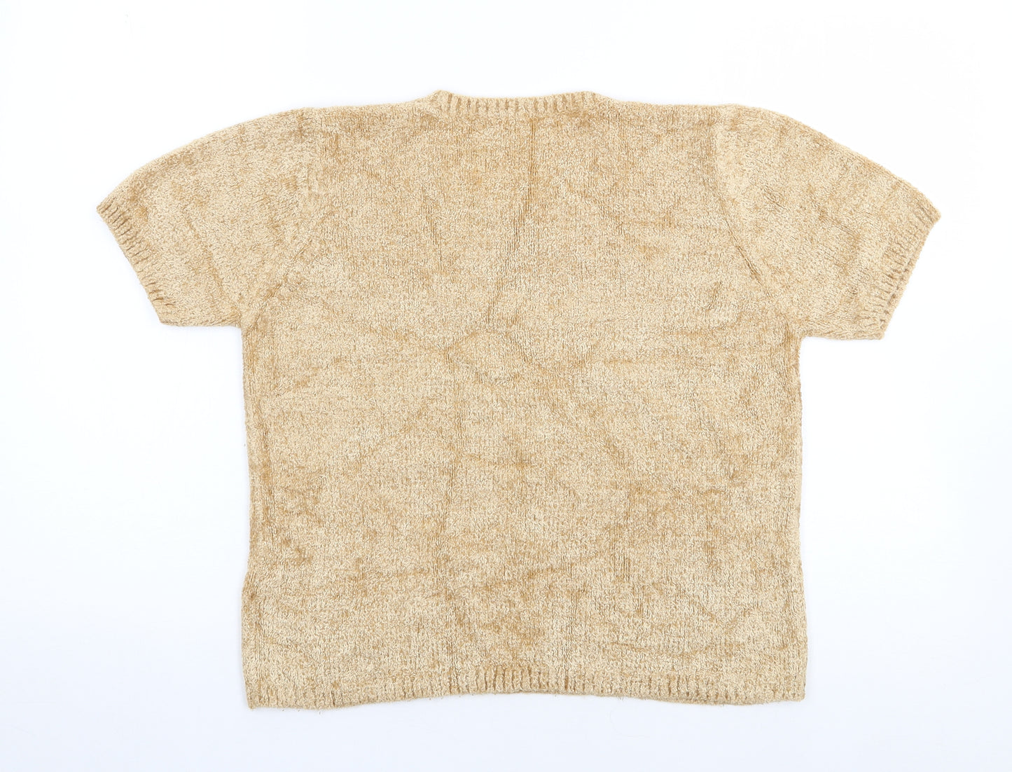 Marks and Spencer Womens Gold  Viscose Jersey T-Shirt Size 12 Crew Neck