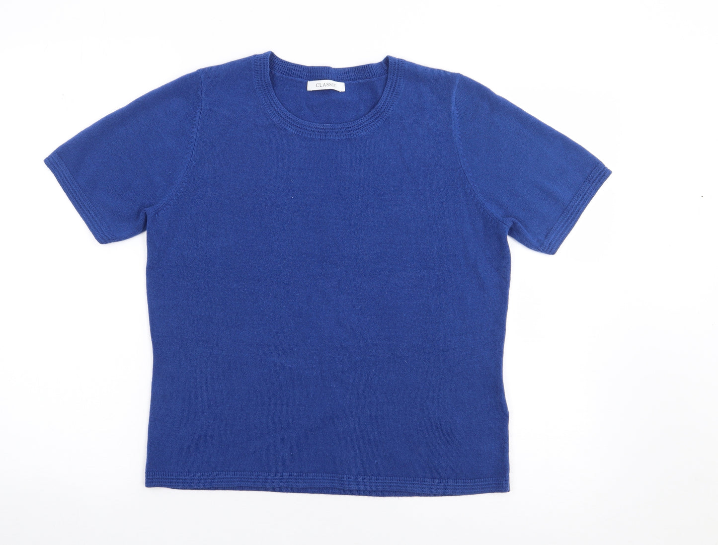 Marks and Spencer Womens Blue Crew Neck  Acrylic Pullover Jumper Size 12