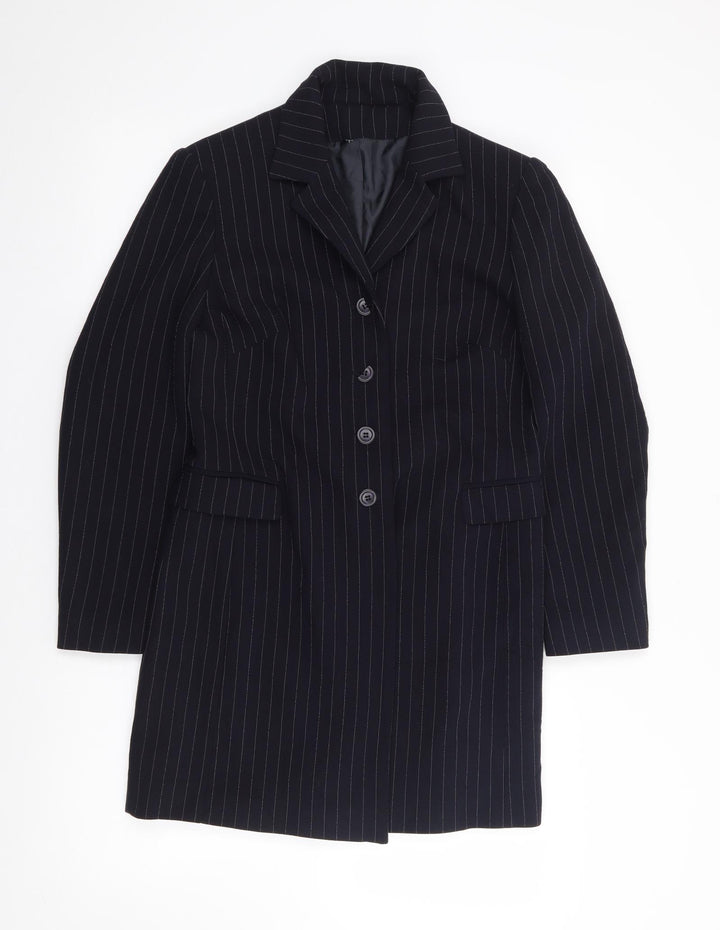 Anne Brooks Womens Blue Pinstripe Polyester Jacket Suit Jacket Size 10