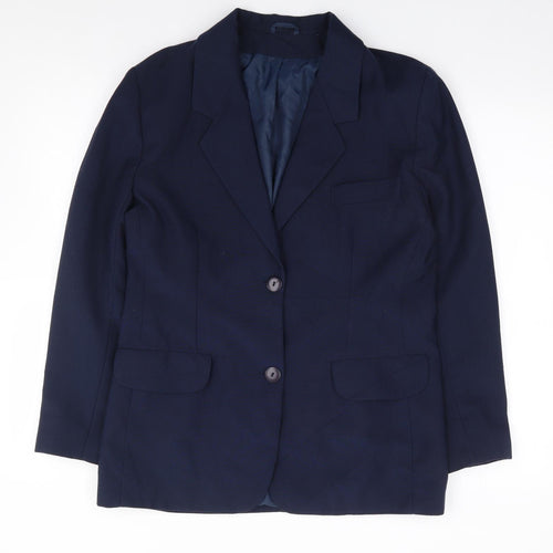 Classic Woman Womens Blue  Polyester Jacket Suit Jacket Size 12