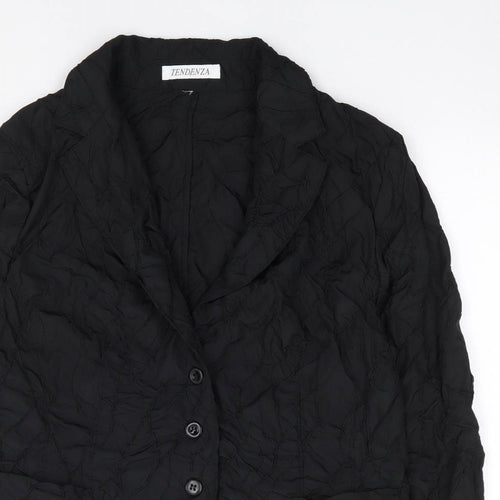 Tendenza Womens Black Geometric Polyester Jacket Suit Jacket Size S
