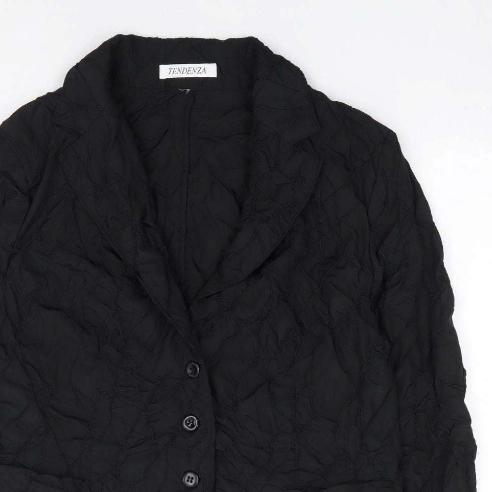 Tendenza Womens Black Geometric Polyester Jacket Suit Jacket Size S