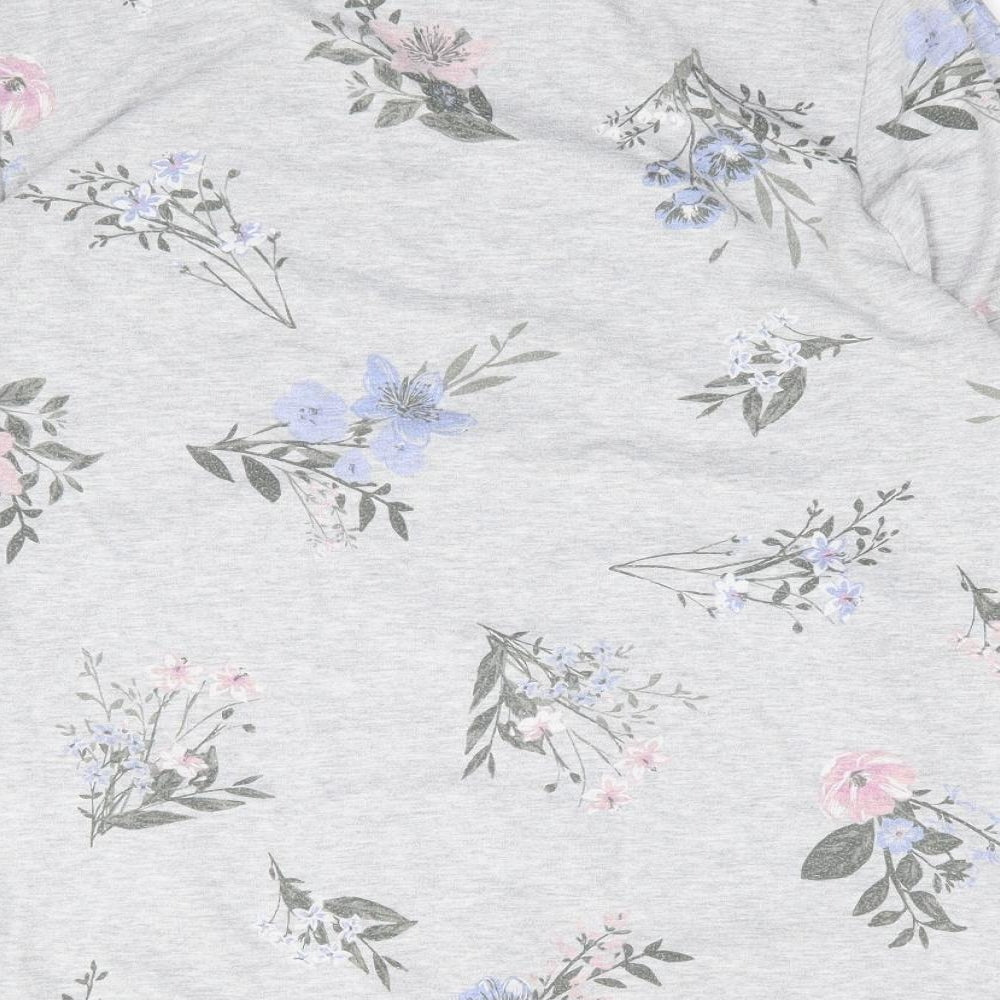 Bonmarché Womens Grey Mock Neck Floral Polyester Pullover Jumper Size 14