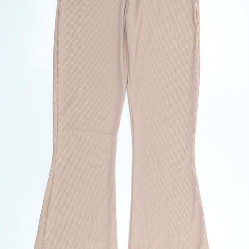 Stylewise Womens Pink  Polyester Trousers  Size 8 L33 in Regular  - Ribbed