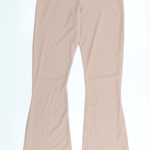 Stylewise Womens Pink  Polyester Trousers  Size 8 L33 in Regular  - Ribbed