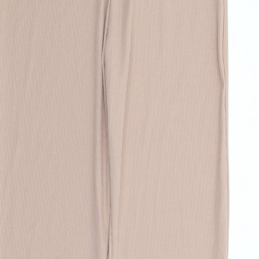 Stylewise Womens Pink  Polyester Trousers  Size 8 L33 in Regular  - Ribbed
