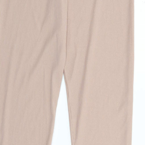 Stylewise Womens Pink  Polyester Trousers  Size 8 L33 in Regular  - Ribbed