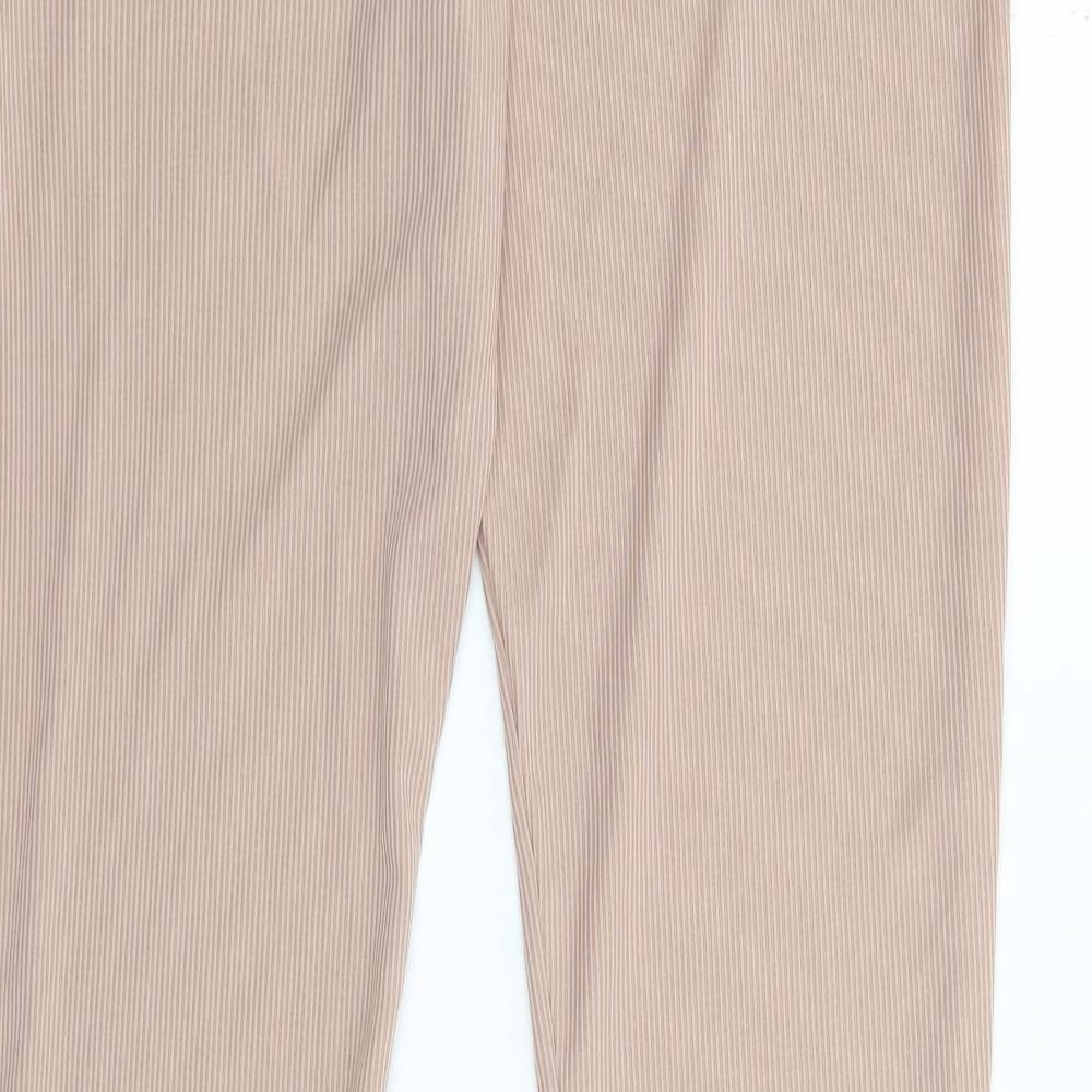 Stylewise Womens Pink  Polyester Trousers  Size 8 L33 in Regular  - Ribbed