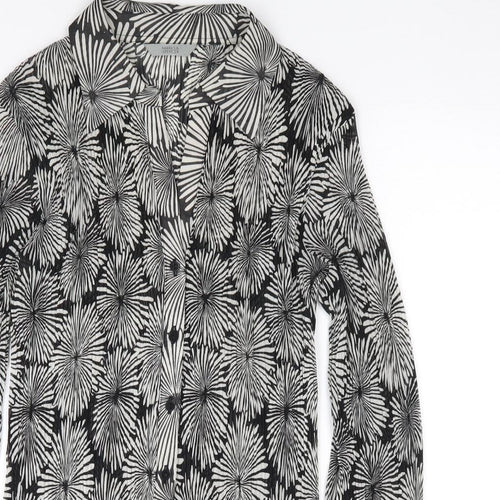 Marks and Spencer Womens Multicoloured Geometric Polyester Jersey Button-Up Size 8 Collared