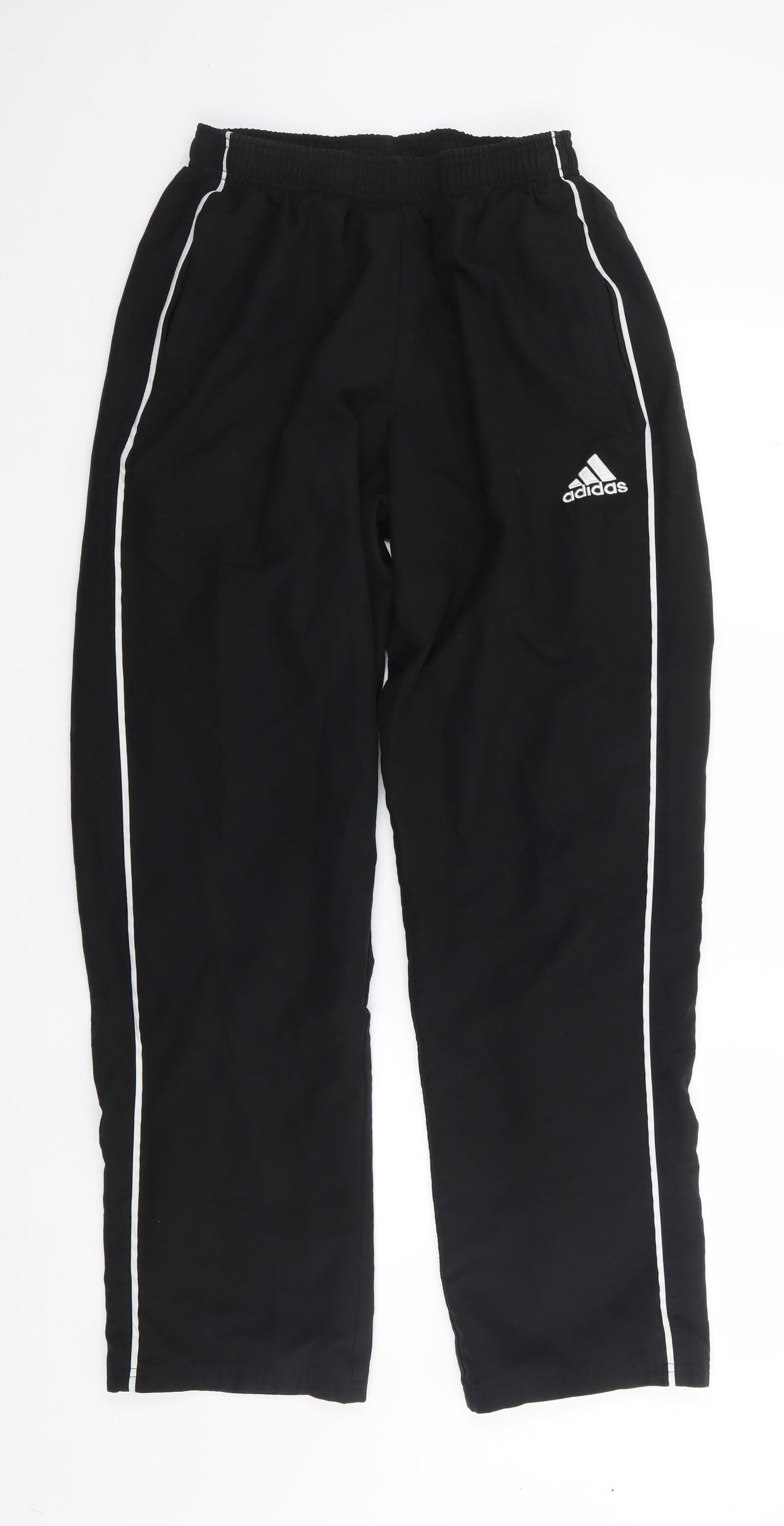 adidas Mens Black  Polyester Jogger Trousers Size M L30 in Regular Drawstring
