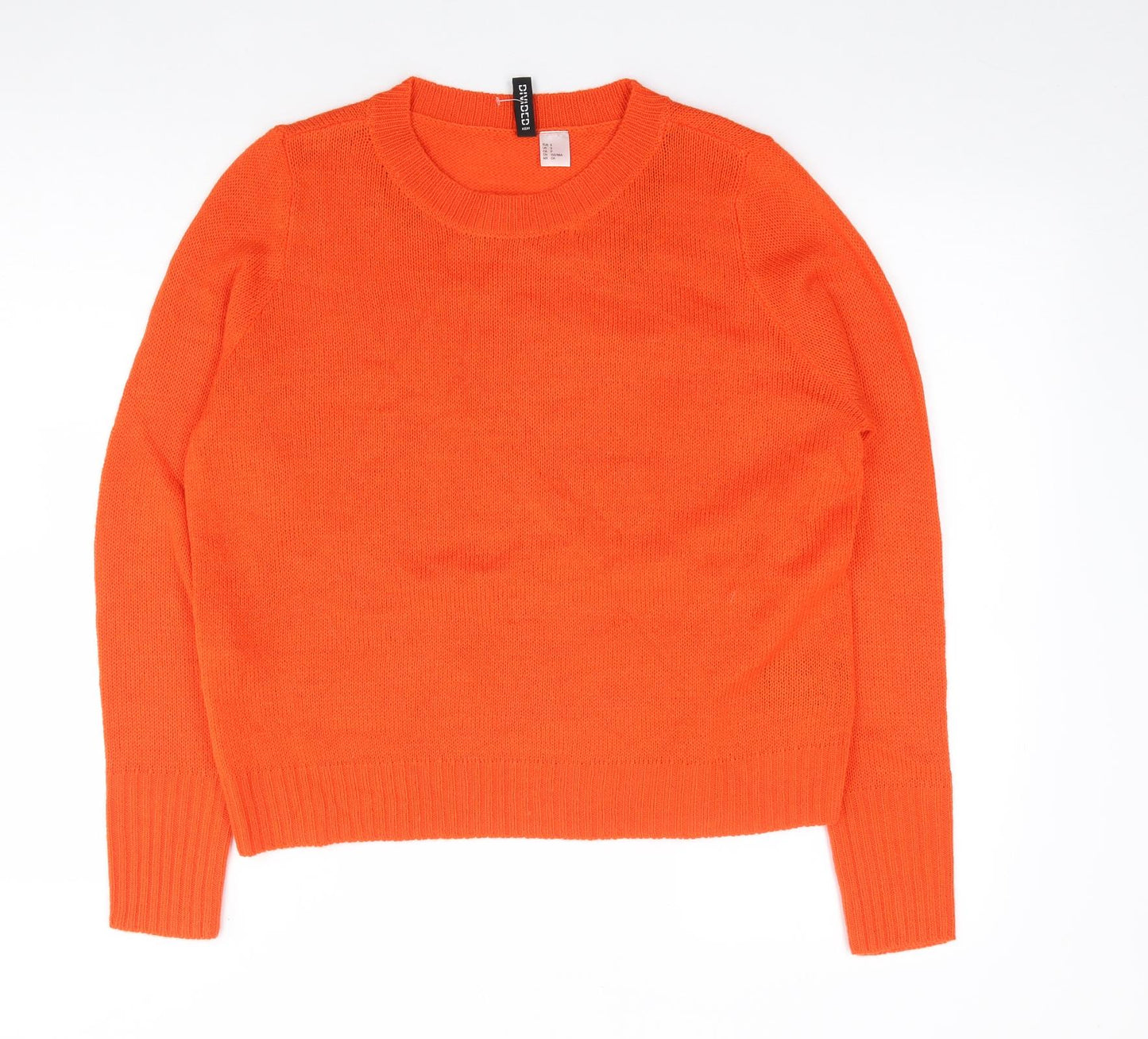 H&M Womens Orange Round Neck  Acrylic Pullover Jumper Size S