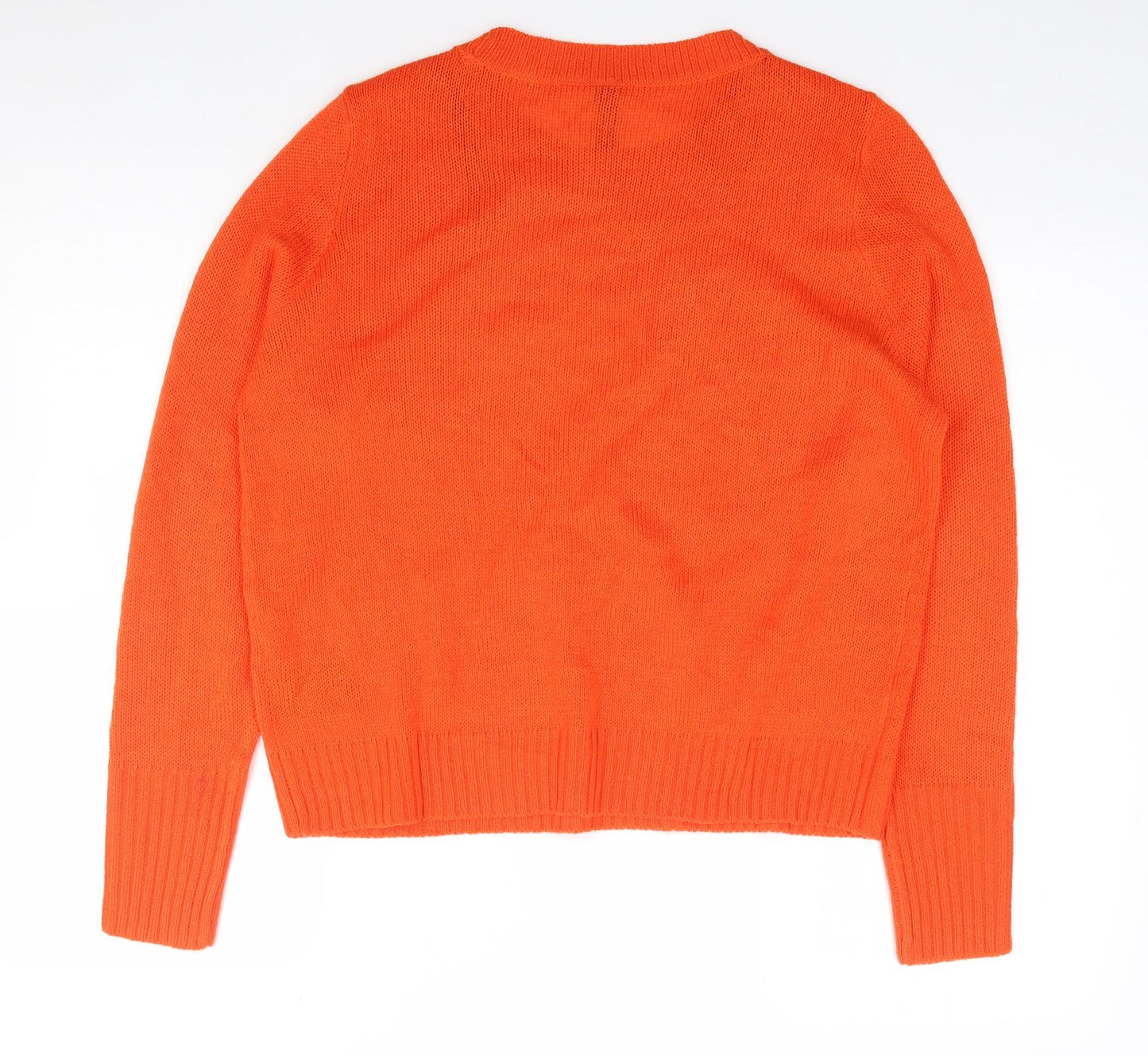 H&M Womens Orange Round Neck  Acrylic Pullover Jumper Size S