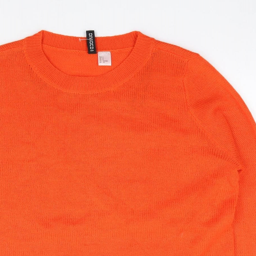 H&M Womens Orange Round Neck  Acrylic Pullover Jumper Size S