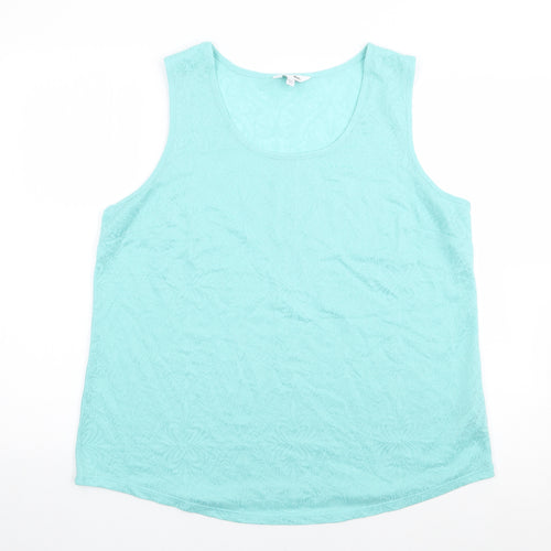 Label Be Womens Green Floral Polyester Camisole Tank Size 16 Round Neck