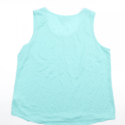 Label Be Womens Green Floral Polyester Camisole Tank Size 16 Round Neck