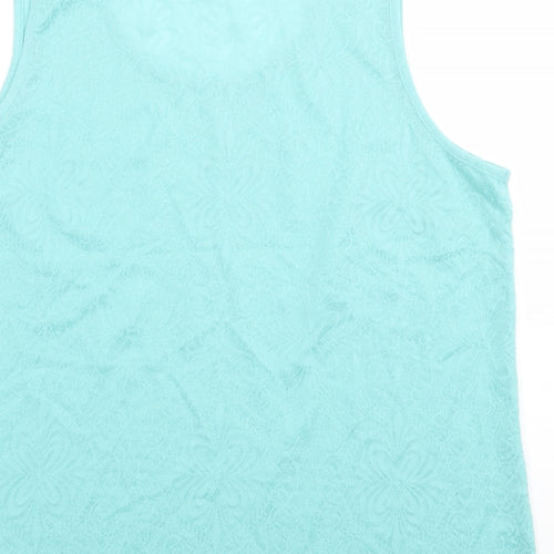 Label Be Womens Green Floral Polyester Camisole Tank Size 16 Round Neck