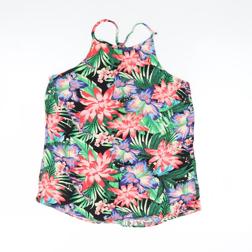 New Look Womens Multicoloured Floral Viscose Camisole Tank Size 10 Round Neck