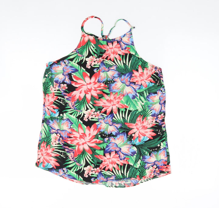 New Look Womens Multicoloured Floral Viscose Camisole Tank Size 10 Round Neck